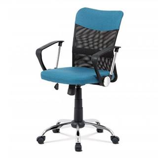 AUTRONIC  KA-V202 BLUE kancelárska stolička, modrá látka, čierna MESH, hojdací mech, kríž chróm, značky AUTRONIC