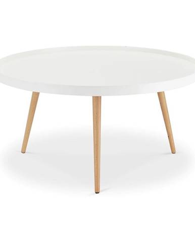 Biely konferenčný stolík s nohami z bukového dreva FurnhoOpus, Ø 90 cm