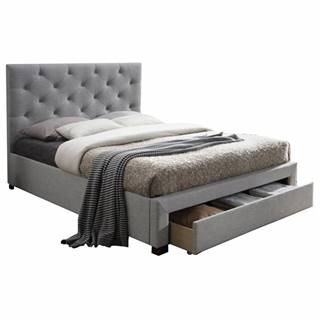 Kondela KONDELA Moderná posteľ s úložným priestorom, sivá látka, 180x200, SANTOLA, značky Kondela
