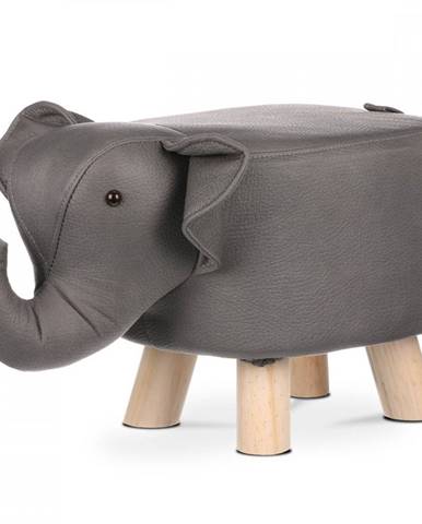 AUTRONIC LA2017 Taburet - slon, poťah sivá látka v dekore kože, nohy masív kaučukovník