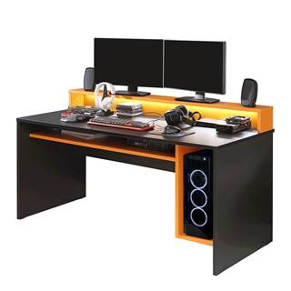 Kondela PC stôl/herný stôl čierna matná/oranžová TEZRO, značky Kondela