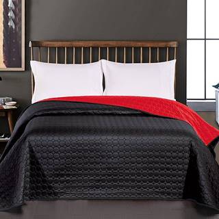ArtTruAn Prikrývka na posteľ SALICE čierna/červená 200 x 220 cm