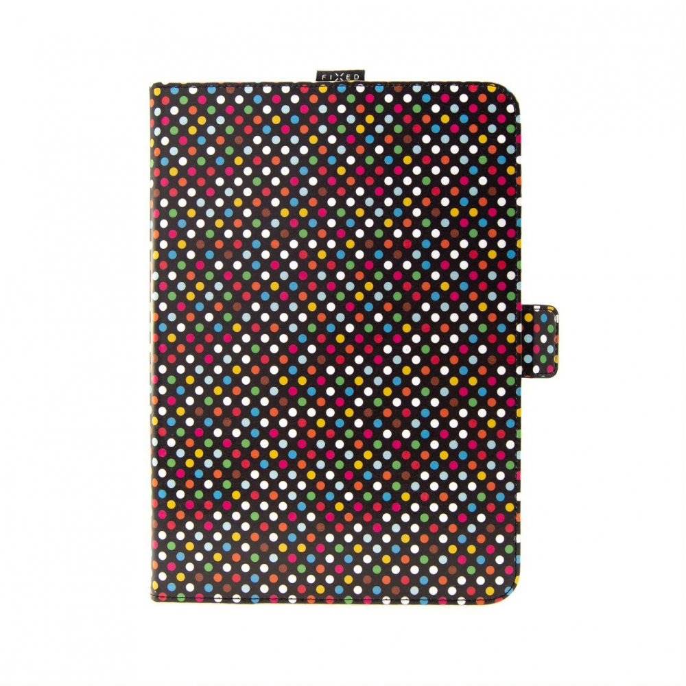 FIXED Pouzdro pro 10,1" tablety  Novel se stojánkem a kapsou pro stylus, PU kůže, motiv Rainbow Dots, značky FIXED