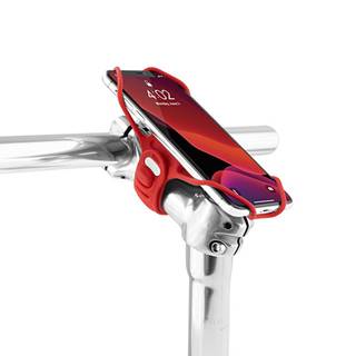 Držiak na mobil Bone Bike Tie 3 Pro, na bycikel, nastaviteľná veľkosť, červený, 5.8-7.2", silikón, na predstavec riadidiel, červen