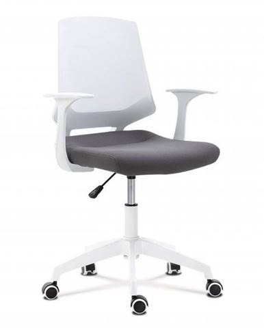 AUTRONIC KA-R202 GREY Kancelárska stolička, sedadlo sivá látka, biely PP plast, výškovo nastaviteľná