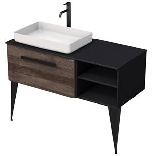 Kúpeľňová skrinka pod umývadlo Naturel Luxe 110x36x50 cm čierna bridlica / drevo lesk