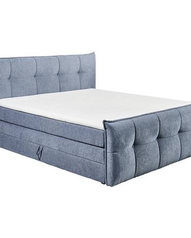 MID.YOU POSTEĽ BOXSPRING, 180/200 cm, textil, kompozitné drevo, modrá