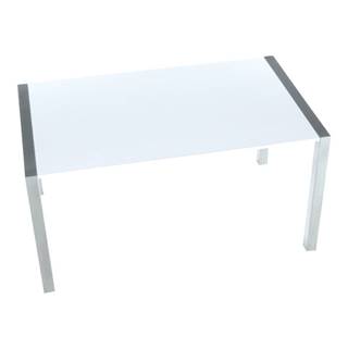 Jedálenský stôl rozkladací MDF/kov biela extra vysoký lesk HG/strieborná DARO P2 poškodený tovar