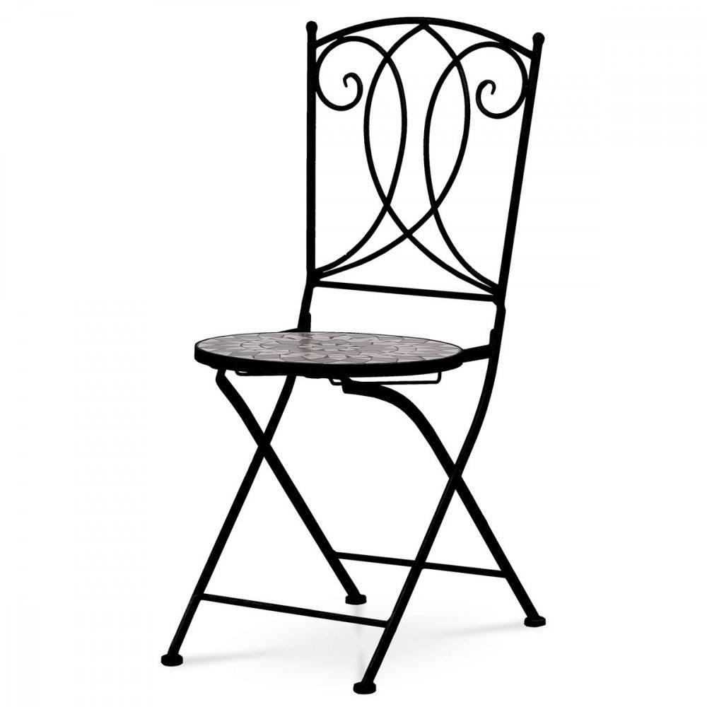 AUTRONIC  JF2234 Záhradná stolička, keramická mozaika, kov, čierny lak (dizajnovo k stolu JF2233), značky AUTRONIC