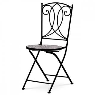 AUTRONIC  JF2234 Záhradná stolička, keramická mozaika, kov, čierny lak (dizajnovo k stolu JF2233), značky AUTRONIC
