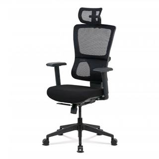 AUTRONIC KA-M04 BK kancelárska stolička, čierna látka+čierna sieťovina, synchrónny mech., plastový kríž
