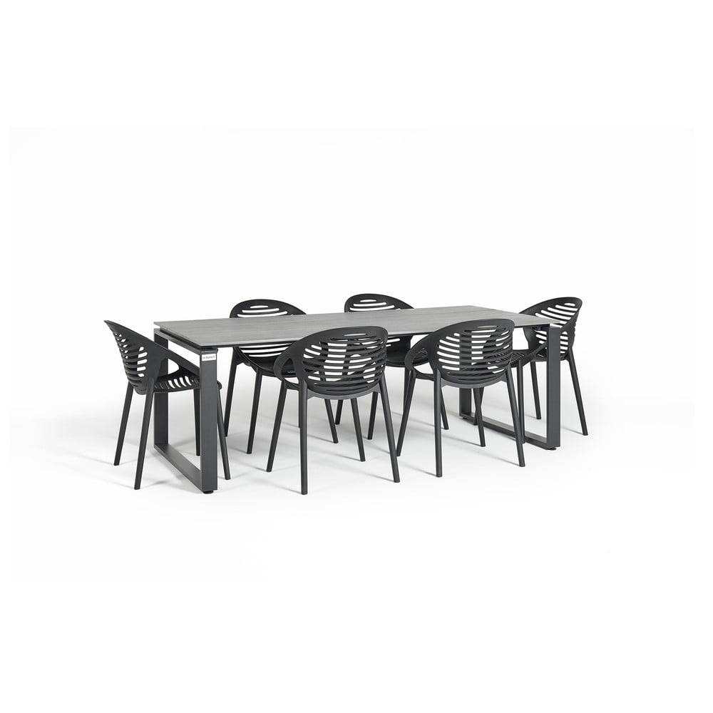 Bonami Selection Záhradná jedálenská súprava pre 6 osôb s čiernou stoličkou Joanna a stolom Strong, 210 x 100 cm, značky Bonami Selection