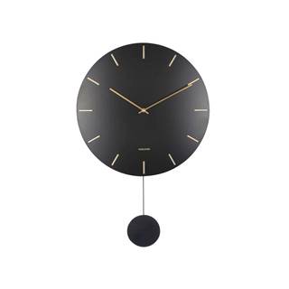 Karlsson Čierne nástenné kyvadlové hodiny  Impressive, ø 47 cm, značky Karlsson