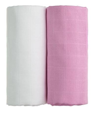 Súprava 2 bavlnených osušiek v bielej a ružovej farbe T-TOMI Tetra, 90 x 100 cm