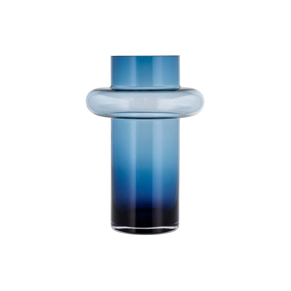 Lyngby Glas Tmavomodrá sklenená váza  Tube, výška 30 cm, značky Lyngby Glas