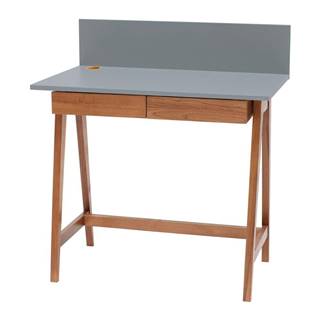 Ragaba Sivý písací stôl s podnožím z jaseňového dreva  Luka Oak, dĺžka 85 cm, značky Ragaba