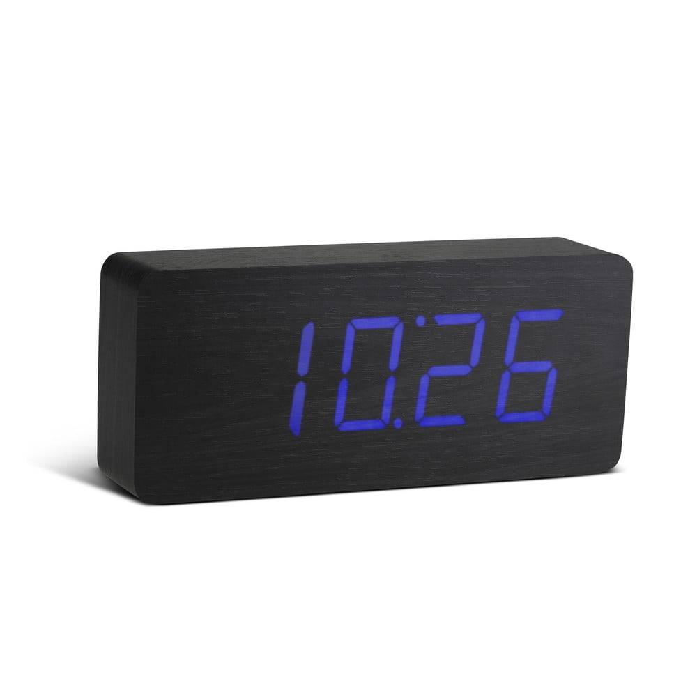 Gingko Čierny budík s modrým LED displejom  Slab Click Clock, značky Gingko