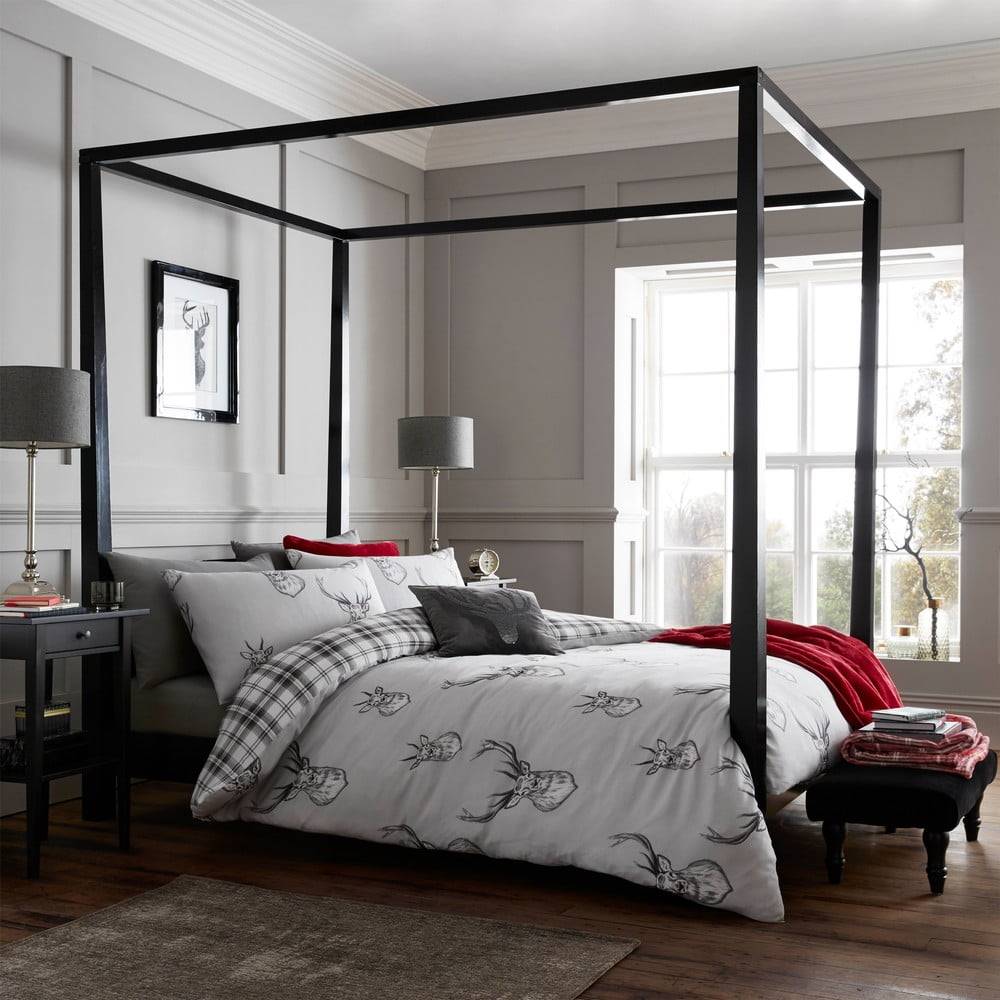 Catherine Lansfield Sivé posteľné obliečky  Stag, 135 x 200 cm, značky Catherine Lansfield