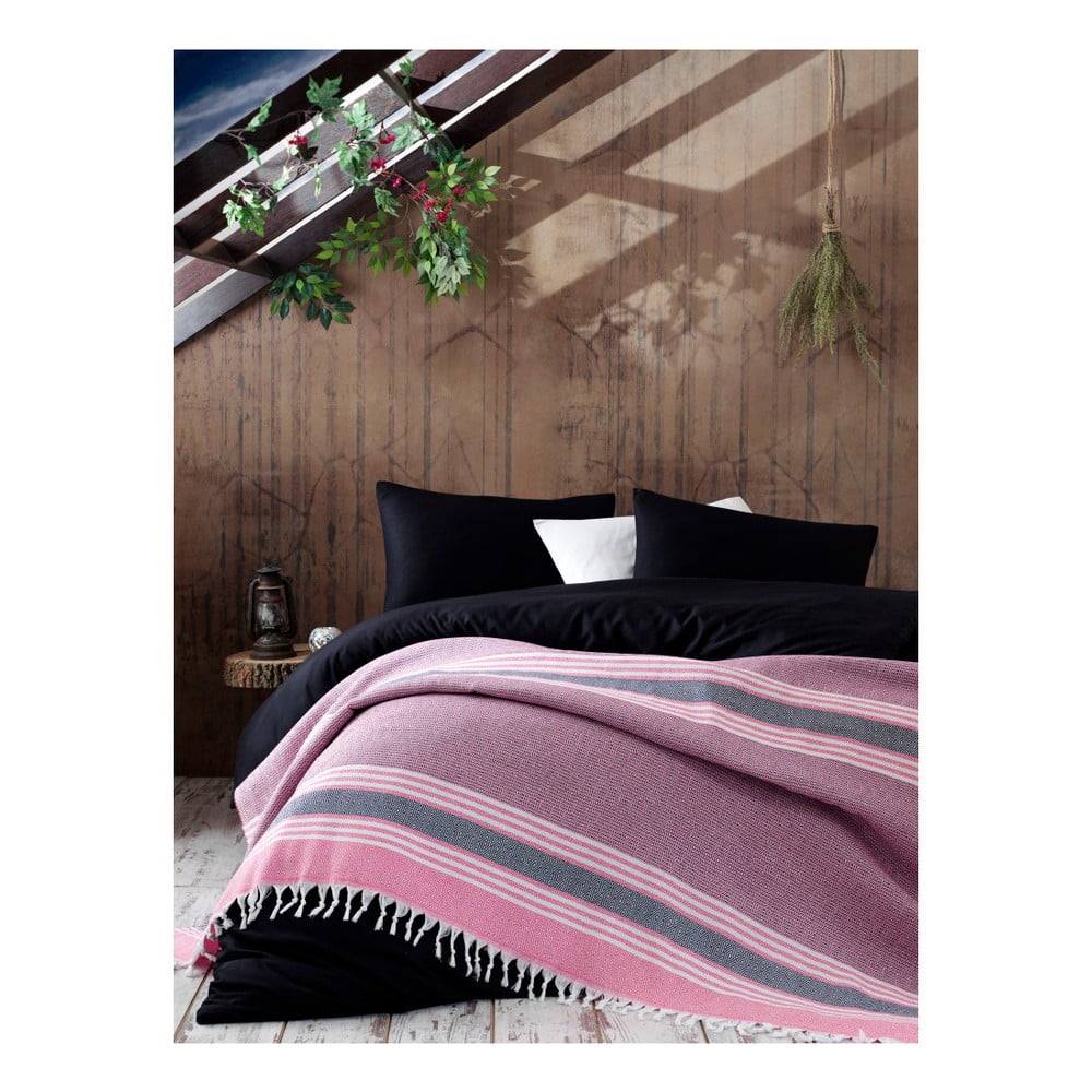 EnLora Home Ružová bavlnená prikrývka na posteľ  Anna Yatak Örtüsü, 220 × 240 cm, značky EnLora Home