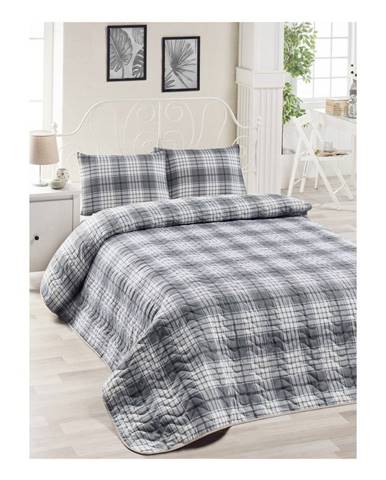 Set sivej bavlnenej prikrývky na posteľ a obliečky na vankúš Muro Gerro, 160 × 220 cm