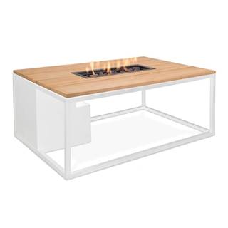 COSI Biely záhradný stôl s doskou z tíkového dreva s ohniskom  Cosiloft, 120 x 80 cm, značky COSI