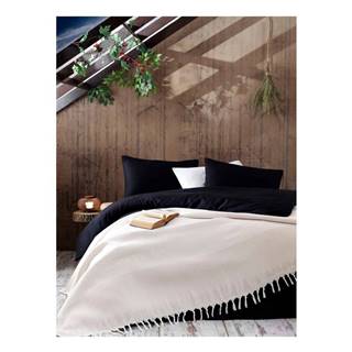 EnLora Home Svetlobéžový bavlnený pléd na posteľ Galina Beige White, 220 × 240 cm, značky EnLora Home