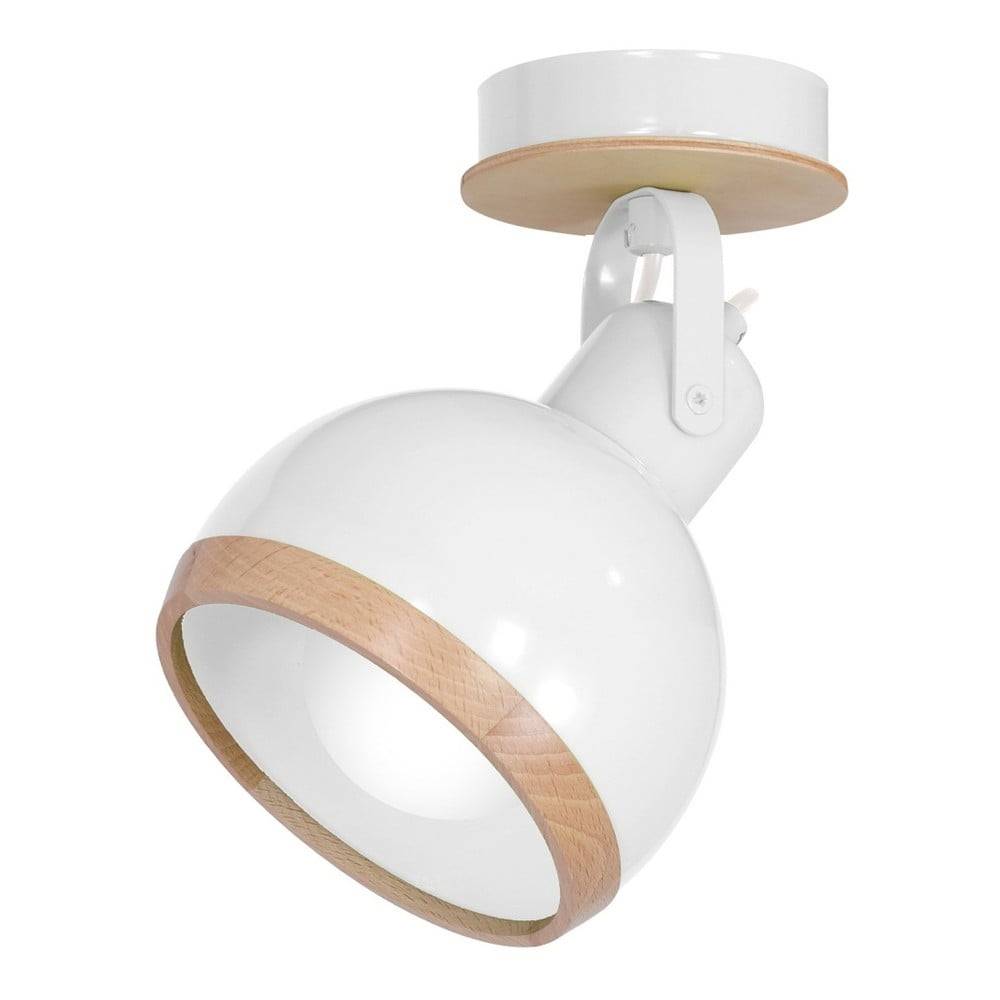Homemania Biele nástenné svietidlo s drevenými detailmi  Oval, značky Homemania