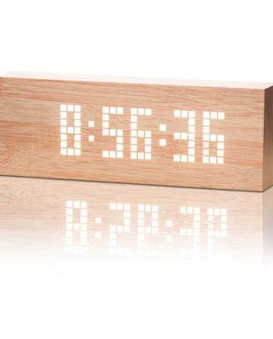 Svetlohnedý budík s bielym LED displejom Gingko Message Click Clock