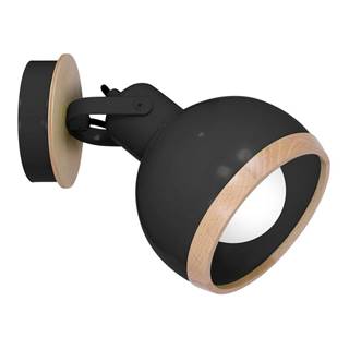 Homemania Čierne nástenné svietidlo s drevenými detailmi  Oval, značky Homemania