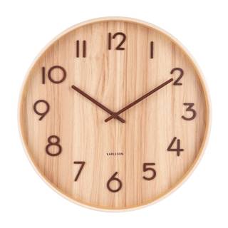 Karlsson Svetlohnedé nástenné hodiny z lipového dreva  Pure Medium, ø 40 cm, značky Karlsson