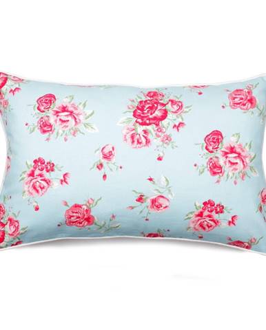 Mentolovomodrá obliečka na vankúš WeLoveBeds Roses, 40 × 60 cm