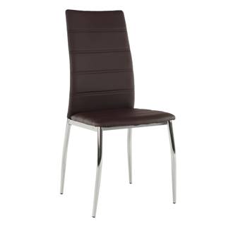 Jedálenská stolička ekokoža hnedá/chróm DELA R1 rozbalený tovar