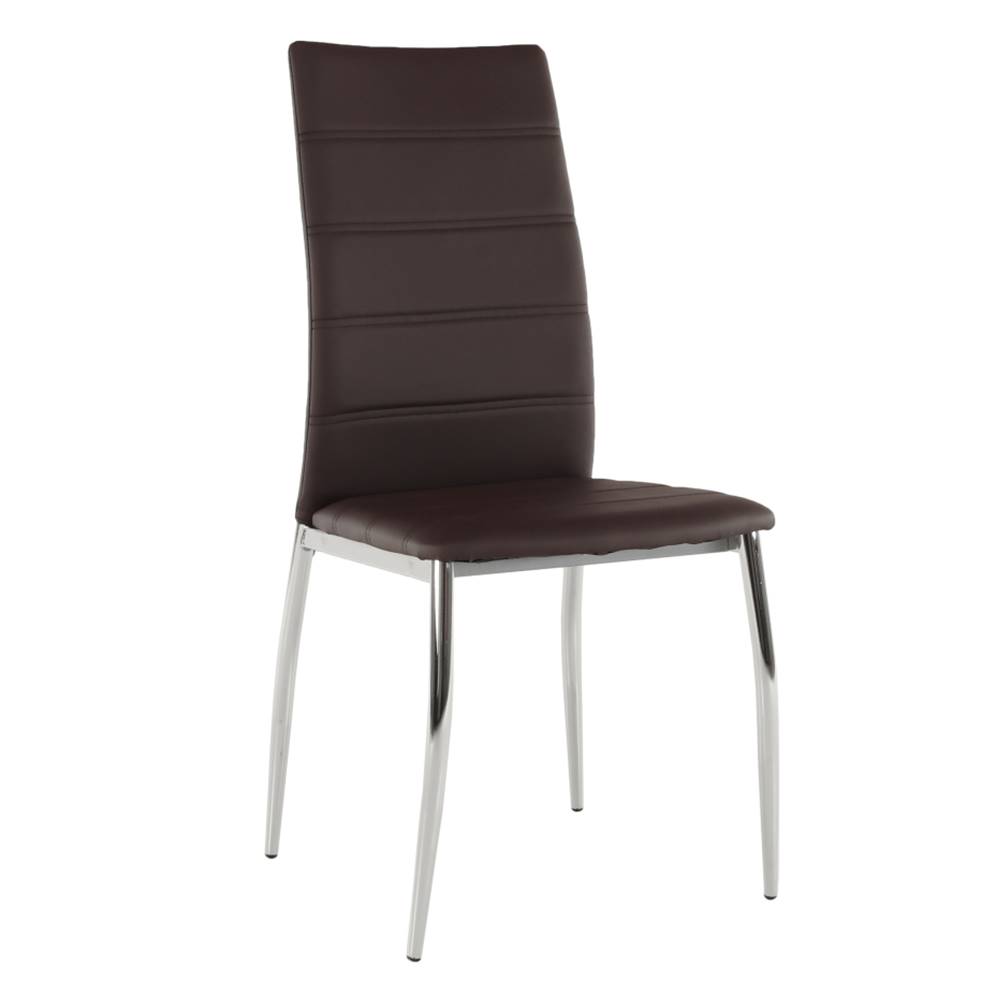 Kondela Jedálenská stolička ekokoža hnedá/chróm DELA R1 rozbalený tovar, značky Kondela