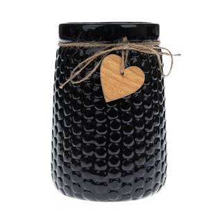 Florina Keramická váza Wood heart čierna, 12 x 17,5 x 12 cm, značky Florina
