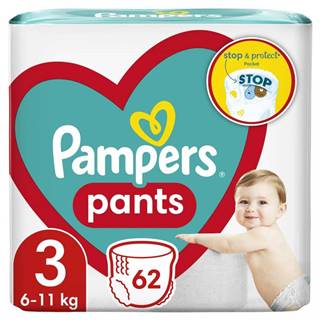 PAMPERS  Pants Nohavičky plienkové jednorazové 3 (6-11 kg) 62 ks - JUMBO PACK, značky PAMPERS
