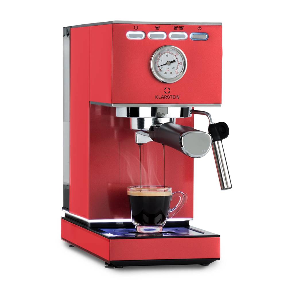 Klarstein  Pausa, espresso kávovar, 1350 Wattov, tlak 20 barov, nádrž na vodu: 1,4 litra, nerezová oceľ, značky Klarstein