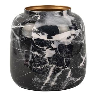 Čierno-biela železná váza PT LIVING Marble, výška 12,5 cm