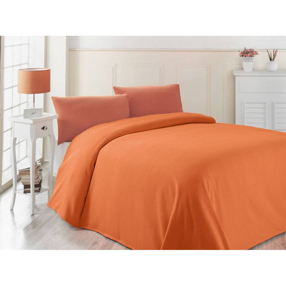 Victoria Oranžová ľahká prikrývka cez posteľ Oranj, 200 x 230 cm, značky Victoria