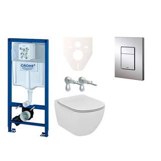 Cenovo zvýhodnený závesný WC set Grohe do ľahkých stien / predstenová montáž + WC Ideal Standard Tesi 38528SET-KE