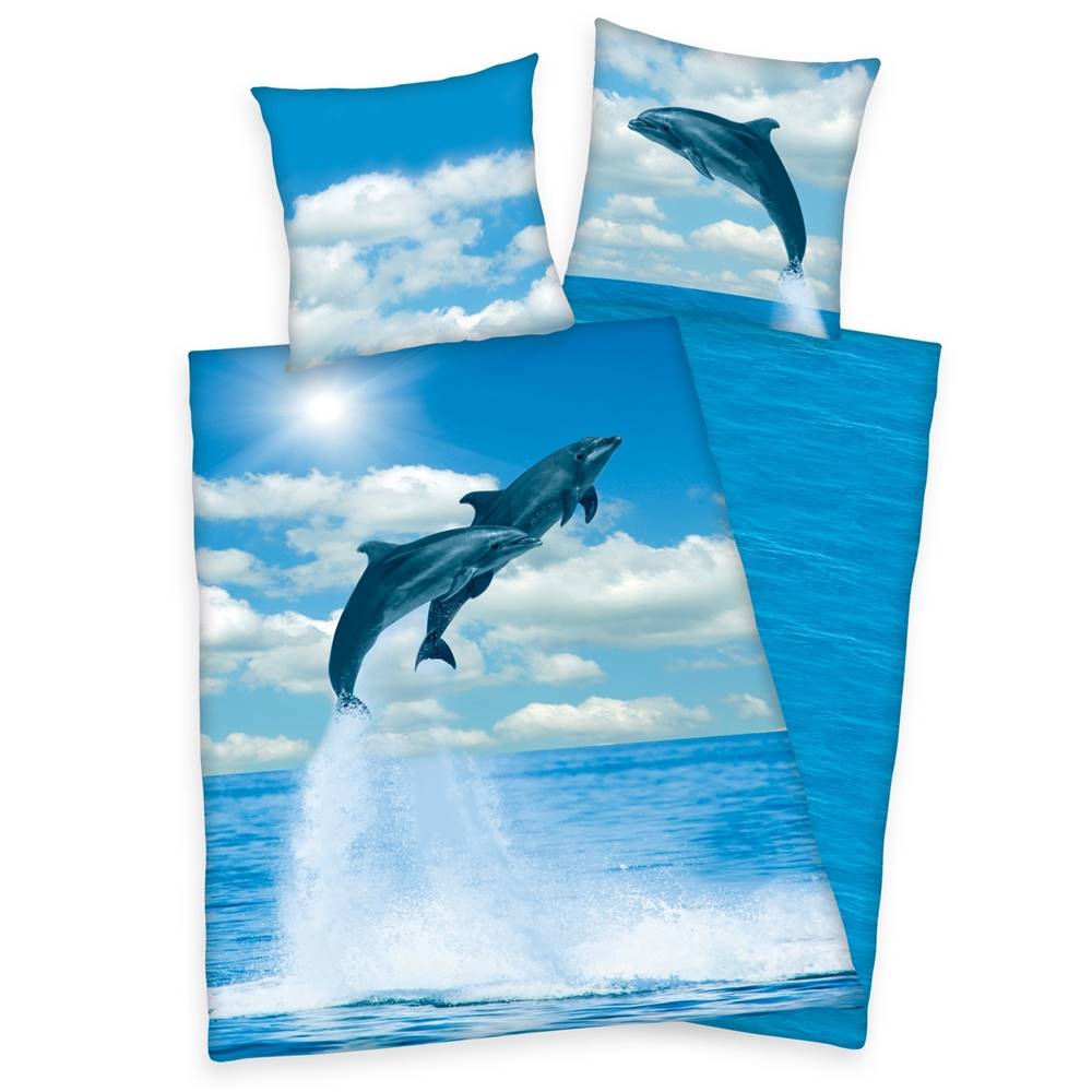 Herding  Bavlnené obliečky Delfíny, 140 x 200 cm, 70 x 90 cm, značky Herding