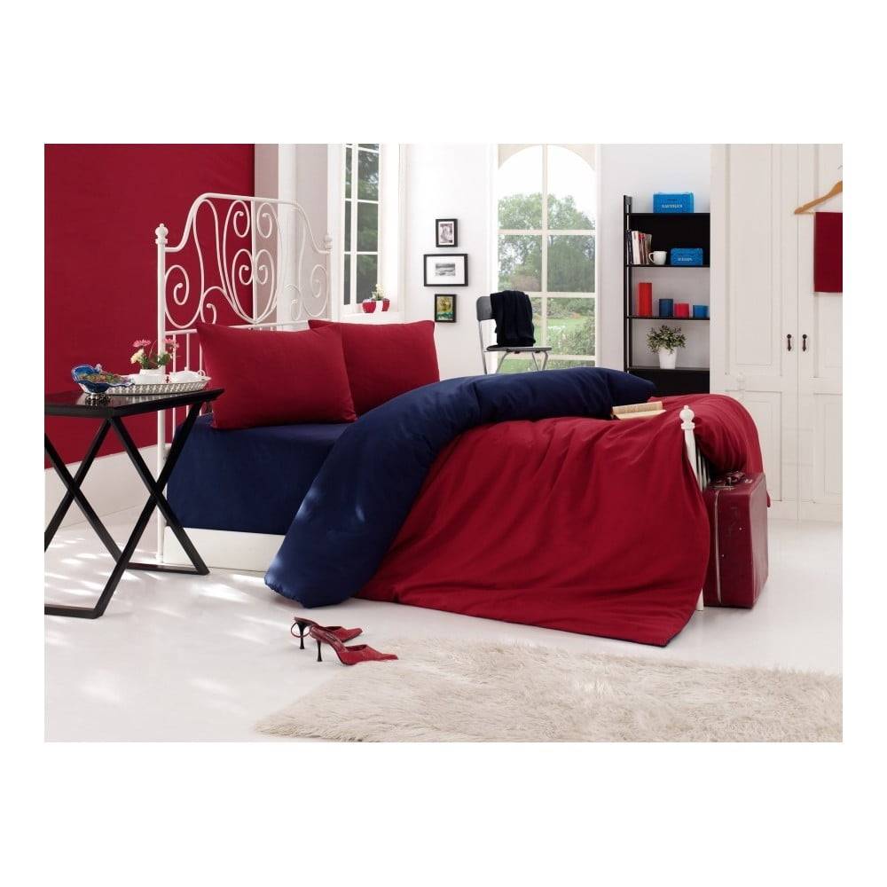 EnLora Home Modro-červené obliečky s plachtou na dvojlôžko , 200 x 220 cm, značky EnLora Home