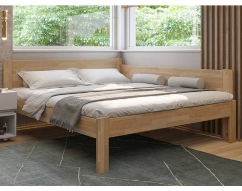ASKO - NÁBYTOK Rohová posteľ so zástenou vpravo Fava P 180x200 cm, prírodný buk, značky ASKO - NÁBYTOK