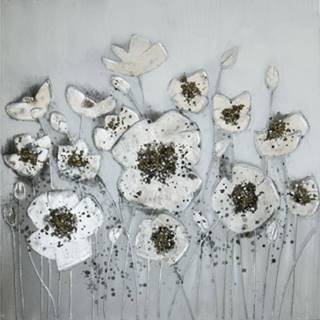 ASKO - NÁBYTOK Ručne maľovaný obraz Kvety 80x80 cm, 3D štruktúra, značky ASKO - NÁBYTOK