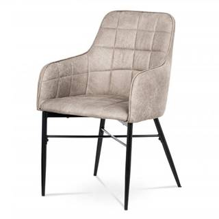 AUTRONIC  AC-9990 LAN3 Jedálenská stolička, poťah lanýžová látka v dekor vintage kože, kovová podnož, černý matný lak, značky AUTRONIC
