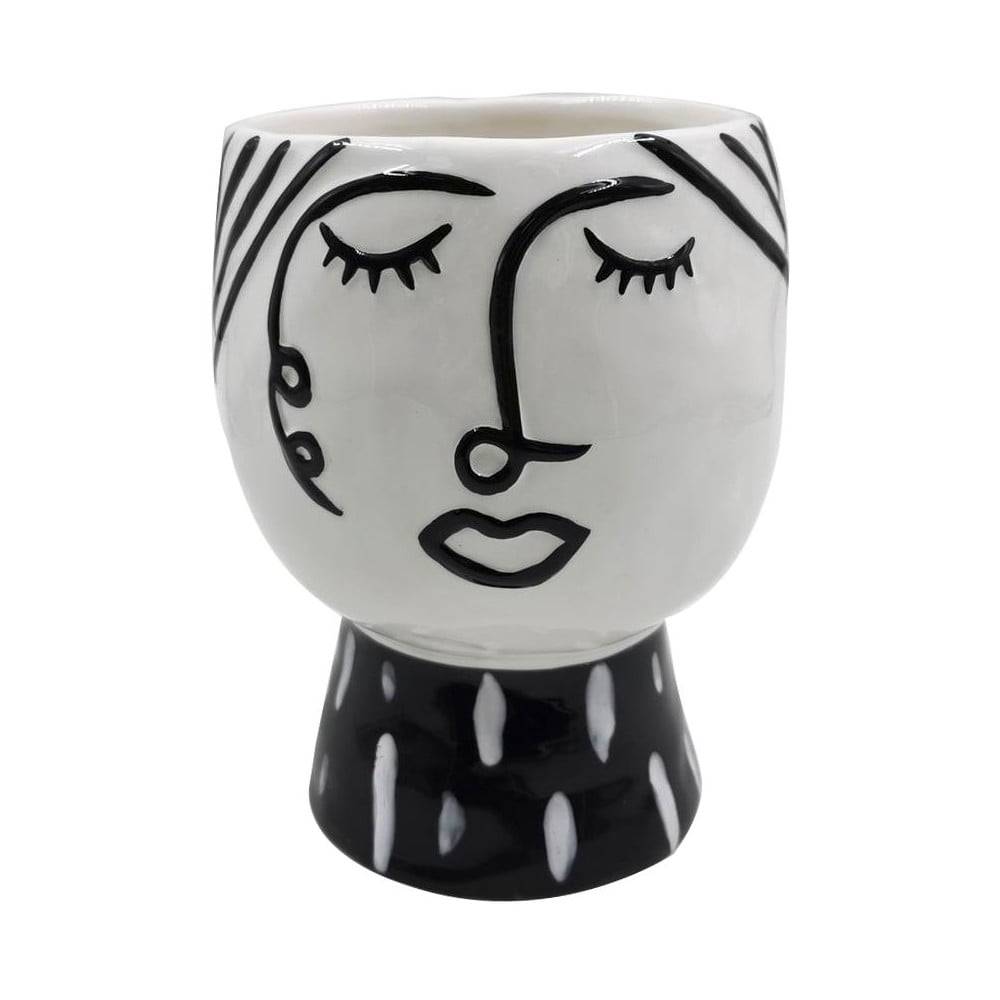 Mauro Ferretti Čierno-biela porcelánová váza  Pot Face, značky Mauro Ferretti