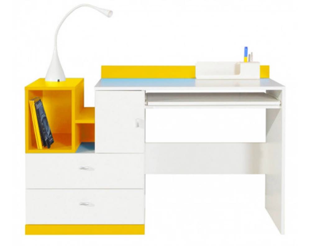 ASKO - NÁBYTOK Písací stôl Mobi, biely/žltý, značky ASKO - NÁBYTOK