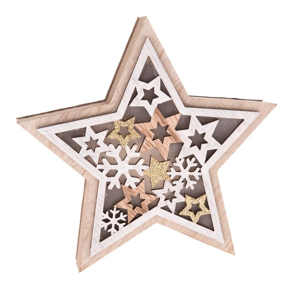 Dakls Drevená hviezda s LED svetlom , výška 15 cm, značky Dakls