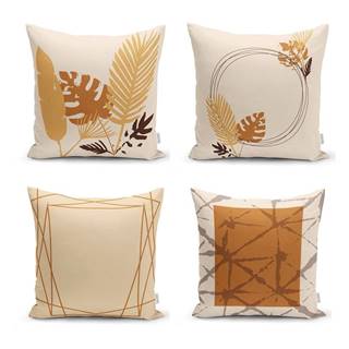 Minimalist Cushion Covers Oranžovo-béžové obliečky na vankúše v súprave 4 ks 43x43 cm - , značky Minimalist Cushion Covers