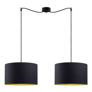 Čierne dvojramenné závesné svietidlo s detailmi v zlatej farbe Sotto Luce Mika