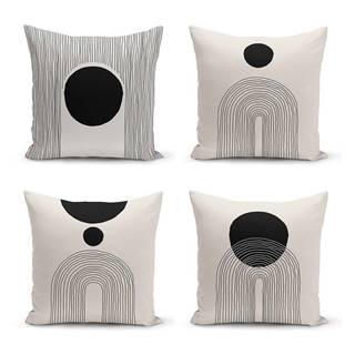 Minimalist Cushion Covers Čierno-béžové obliečky na vankúše v súprave 4 ks 43x43 cm - , značky Minimalist Cushion Covers